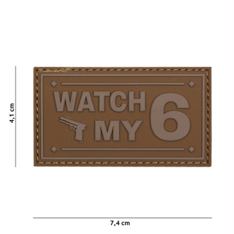 Gumová nášivka 101 Inc nápis Watch My 6 - coyote