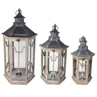 Dřevěná lucerna D2672/ Sada 3