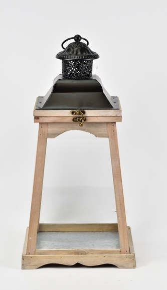 Dřevěná lucerna Luci šedá 45x22x22 cm