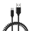Datový kabel spirála, USB A na Micro USB, délka 1m, barva černá